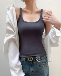Ribbed sleeveless camisole — a high-stretch, breathable everyday essential. Minimal design, all-day comfort.