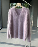 Cashmere Fluffy V-Neck Pullover