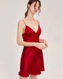 Women's Silk V-Neck Spaghetti Strap Dress