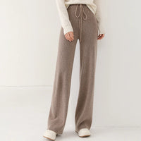 100% Wool Knitted Straight Leg Pants