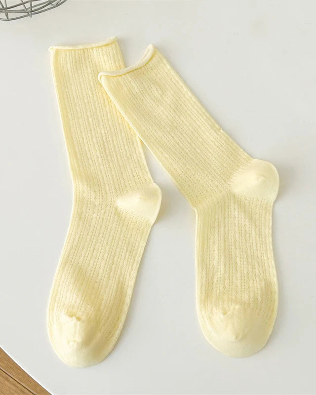 Lightweight Knit Hollow Crew Socks