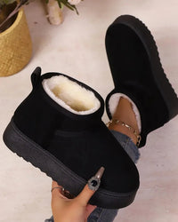 Flannel Slip-On Snow Ankle Boots