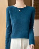 Merino Wool O-Neck Pullover Sweater