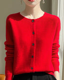Merino Wool O-Neck Button Cardigan