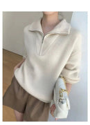 Gentle Herd Lapel Zipper Cashmere Pullover