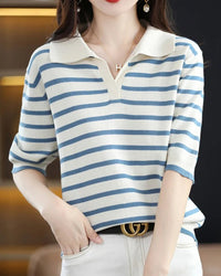 Oton Striped V-Neck Short-Sleeve T-Shirt