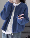 Merino Wool O-Neck Short Loose Open Cardigan Jacket