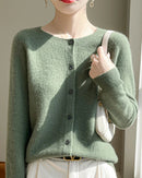 Merino Wool O-Neck Button Cardigan
