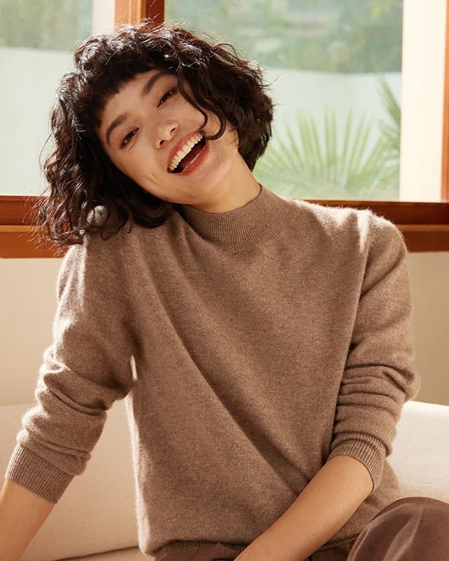 Cashmere Mock Neck Knitted Sweater