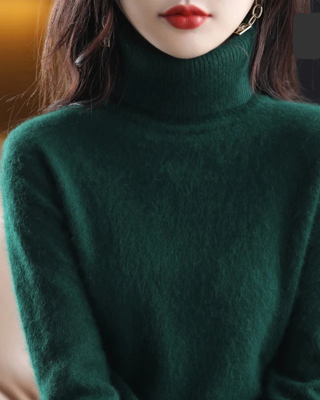 Plush Mink Cashmere Turtleneck Sweater