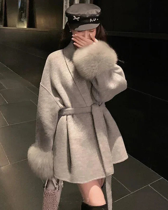 Double-Faced Wool Blend Short Coat