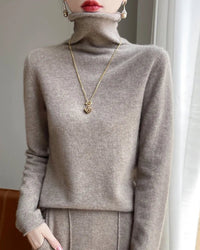High-Neck Knitted Wool Pullover