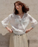 New V-Neck Drawstring Lightweight Shirt