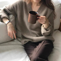 Gentle Herd Slouchy V-neck Wool Sweater