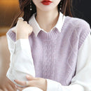 O-Neck 100% Wool Sweater Vest