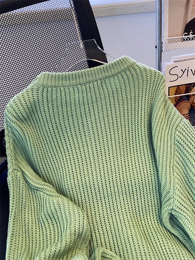 Round-Neck Oversized Knitted Pullover