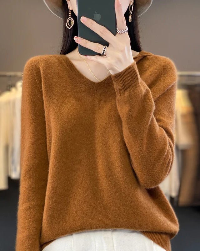 Soft Wool Knit Hooded Pullover Sweater