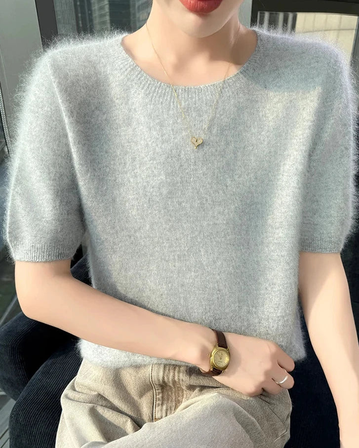 Mink Cashmere Short Sleeve Sweater