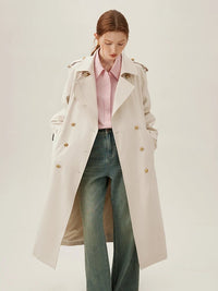 Double Breasted Office Long Trench Coats