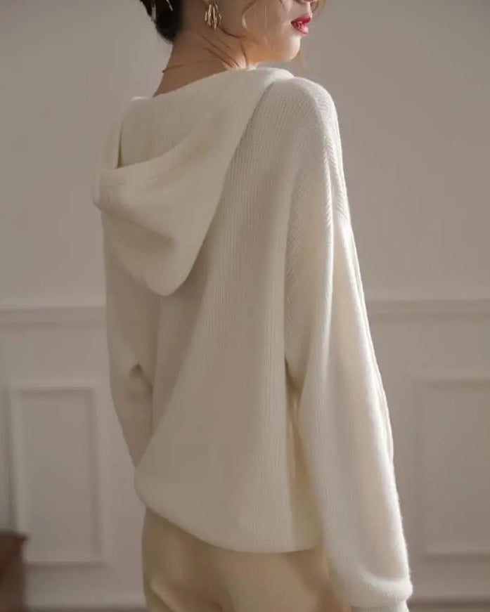 Wool-Blend Knitted Hoodie