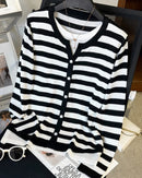Casual Stripe Knit Wool Sweater