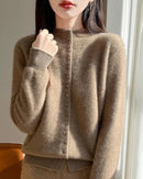 Mock Neck Merino Wool Cardigan