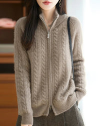 Wool & Cashmere Cable Knit Zipper Sweater