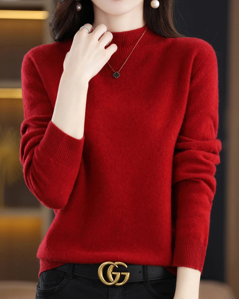 Merino Wool Mock Neck Sweater