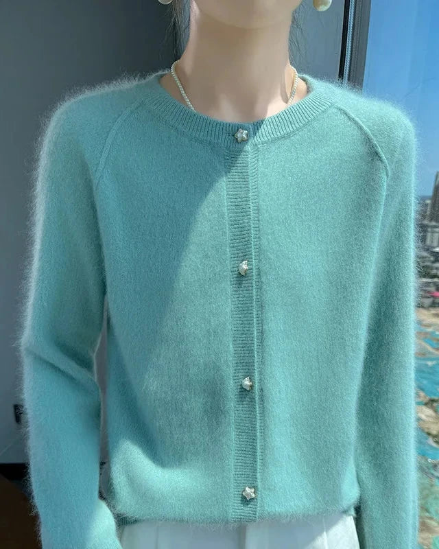Soft Mink Cashmere O-Neck Cardigan