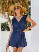 V-neck Ruched Drawstring Romper