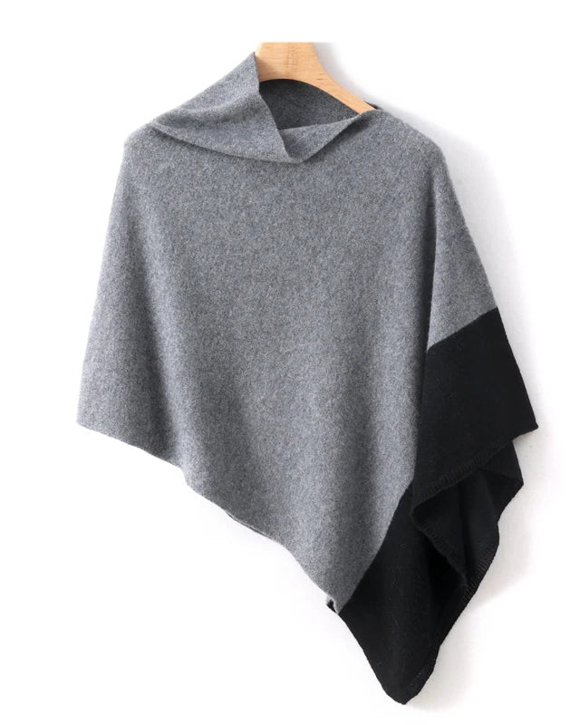 Colorblock Cashmere Poncho