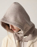 Women's Wool knit balaclava bonnet featuring a sculpted minimalist collar, one-piece neck coverage, and windproof design, perfect for outdoor winter sports or city commutes.