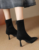Retro Pointed-Toe Stiletto Ankle Boots