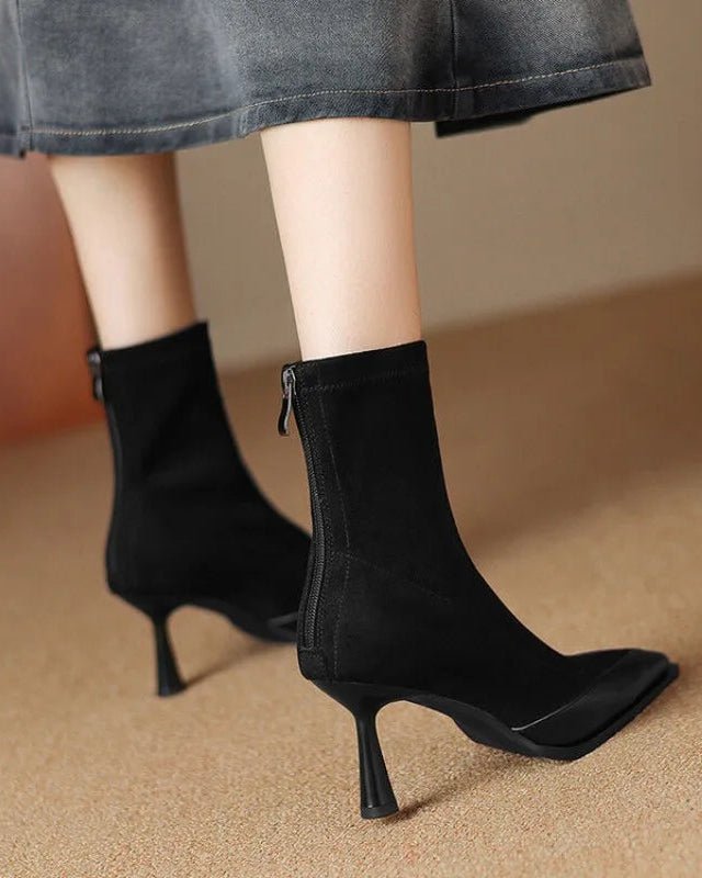 Retro Pointed-Toe Stiletto Ankle Boots
