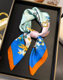 Floral Print Satin Square Scarf