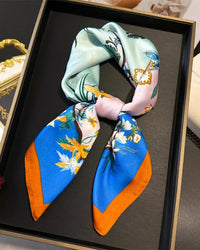 Floral Print Satin Square Scarf