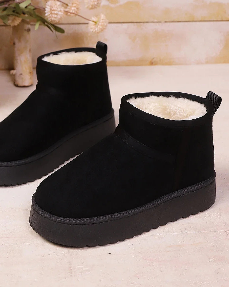 Flannel Slip-On Snow Ankle Boots