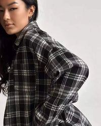 Vintage Plaid Oversized Long-Sleeve Shirt