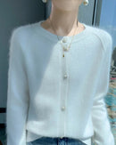 Soft Mink Cashmere O-Neck Cardigan