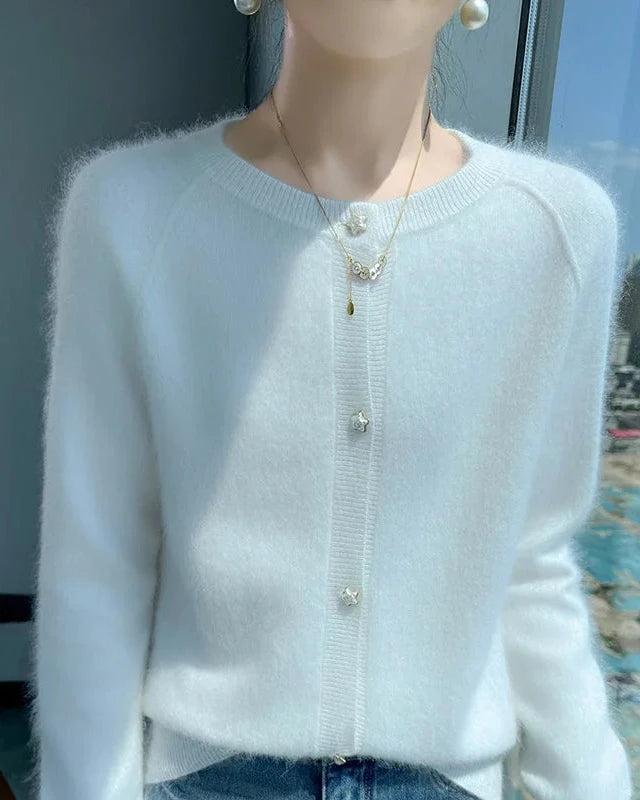 Soft Mink Cashmere O-Neck Cardigan