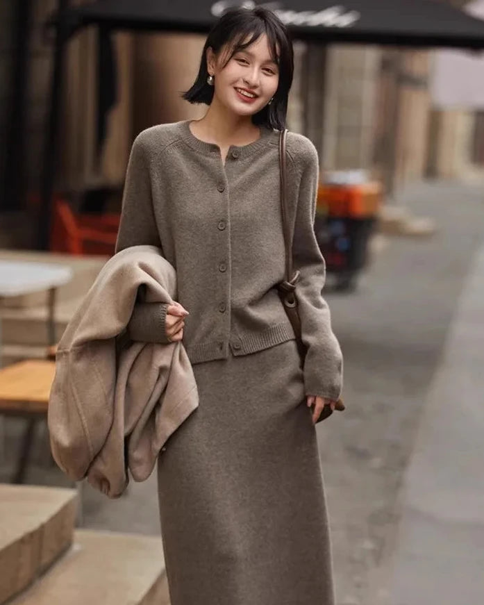 Pure Cashmere Round Neck Cardigan