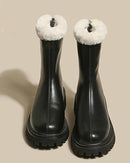 Women Plush-Lined Ankle Boots Square Heel