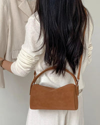 Faux Suede Barrel Shoulder Bag