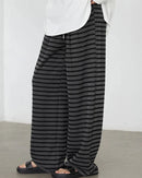 Pleated Striped Wide Leg Trousers