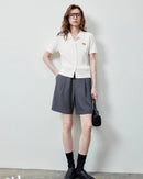 Ice Silk Cable Knit Polo Top