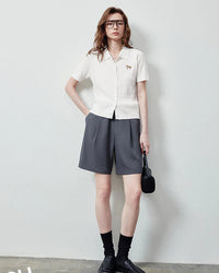 Ice Silk Cable Knit Polo Top