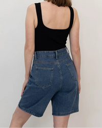 Vintage Straight Leg Denim Bermuda Shorts