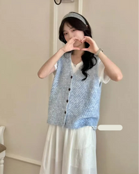 V-Neck Button Knit Sweater Vest