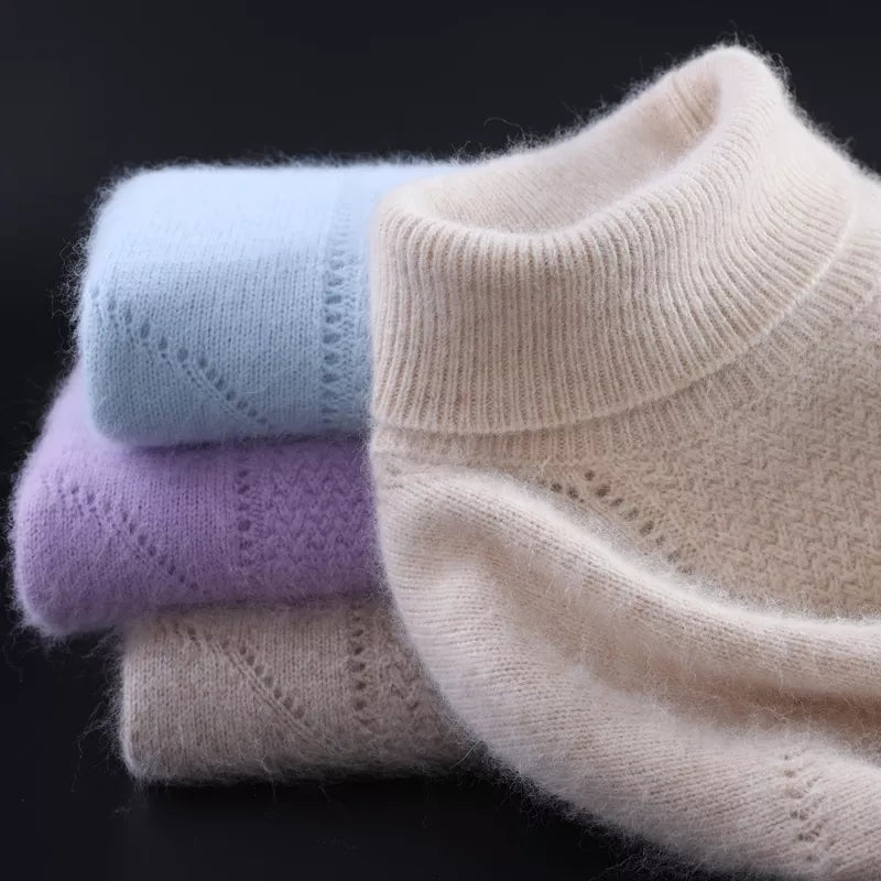 High Collar 100% Mink Cashmere Sweater