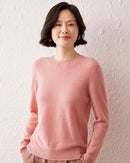 Crew Neck Long-Sleeved Cashmere Knit Sweater